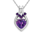2.17 Carat (ctw) Amethyst Heart Pendant Necklace in 14k White Gold with Chain